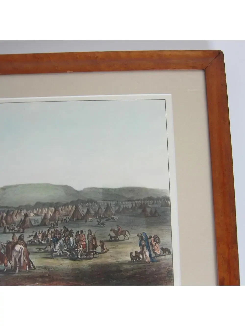 McKenney & Hall Hand Colored Print Encampment Of Piekann Indians Antique Framed